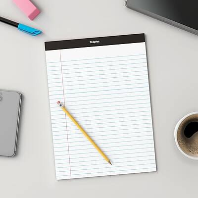 Alt View 5. Staples - Notepad, 8.5" x 11.75", Wide Ruled, 50 Sheets/Pad, 72 Pads/Pack - White.