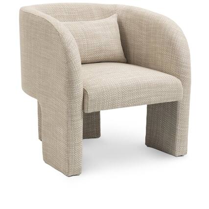 Front. Meridian Furniture - Sawyer Beige Weaved Polyester Fabric Accent Chair - Beige.