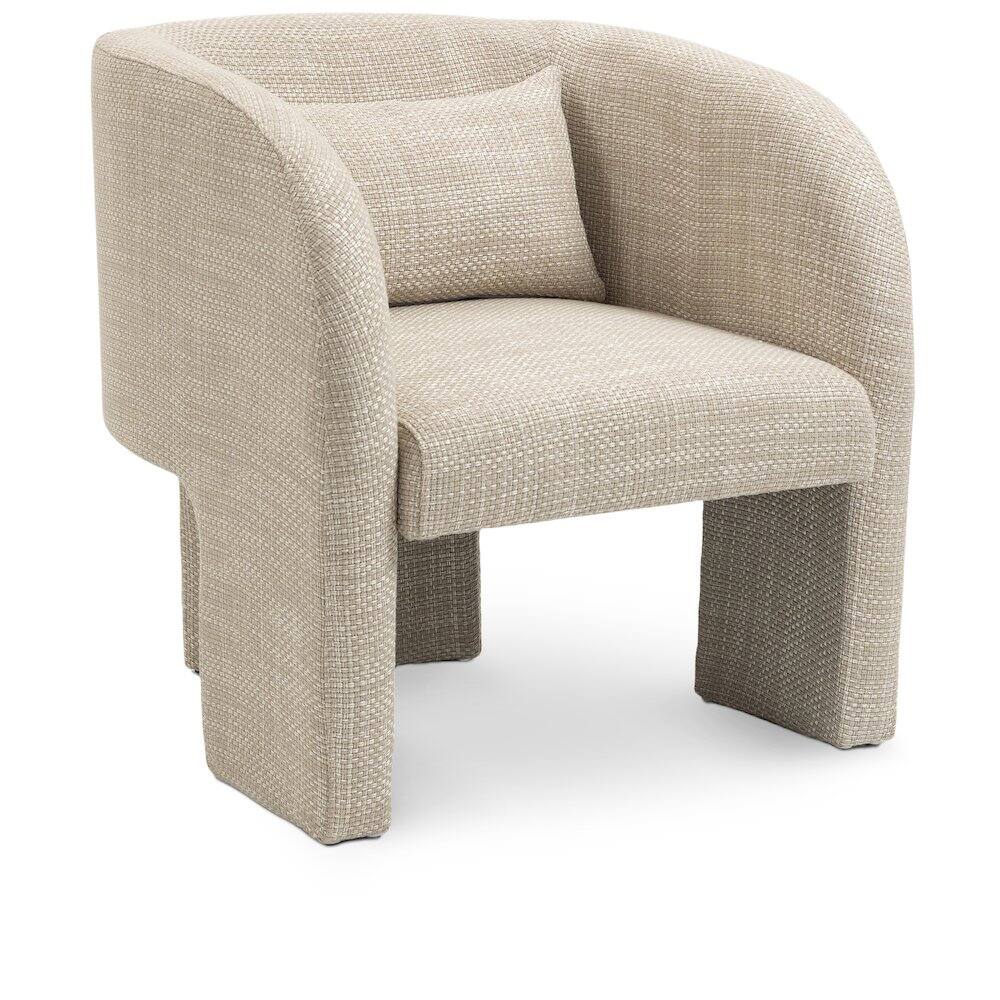 Front. Meridian Furniture - Sawyer Beige Weaved Polyester Fabric Accent Chair - Beige.