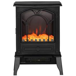 PULUZ - Electric Fireplace Heater, Freestanding Fireplace Stove with Realistic Flame Effect Overheat Protection 725W/1450W - Black