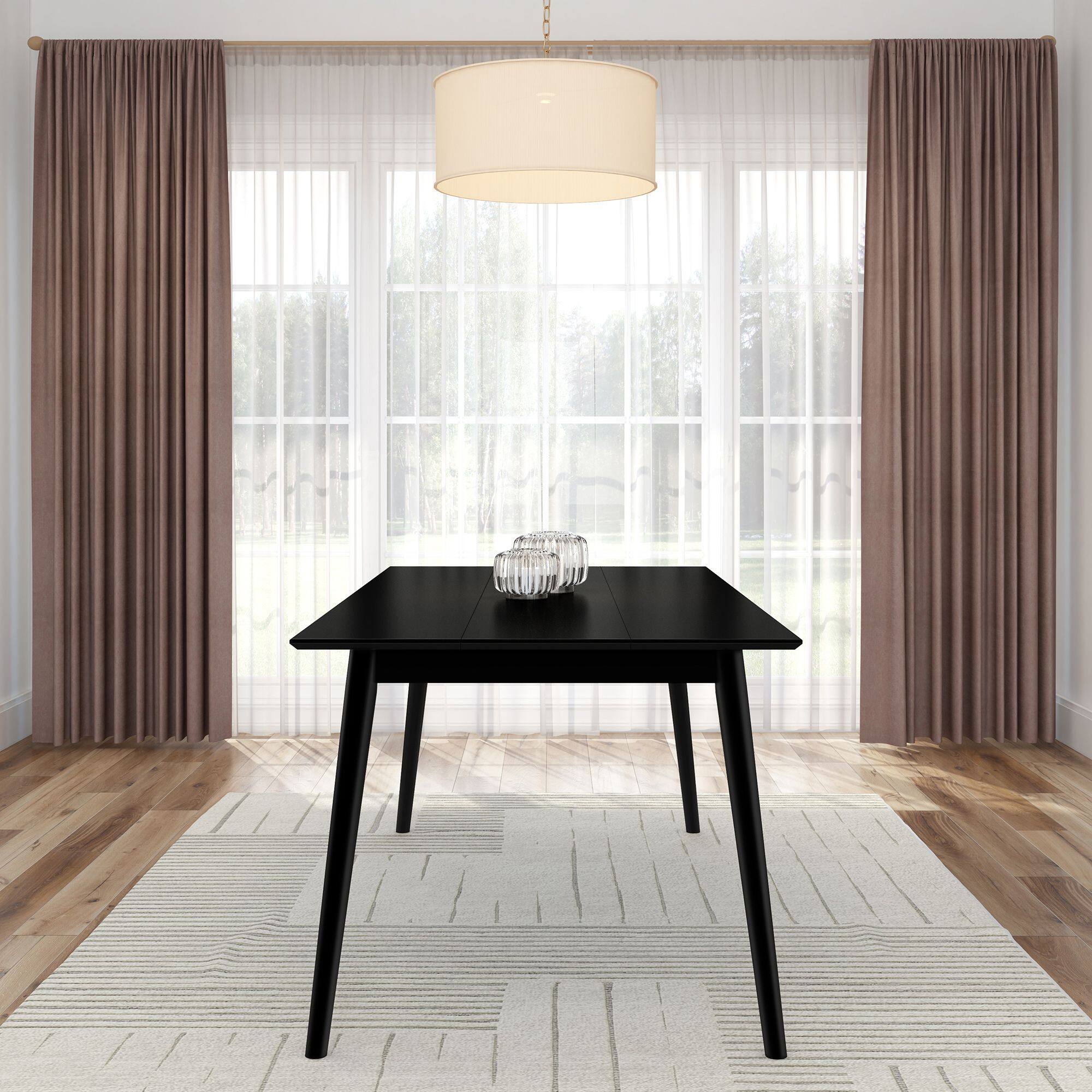 Alt View 3. Plank+Beam - Mid-Century Modern Rectangular Dining Table - Pine (72in / 1830mm), Black - Black.