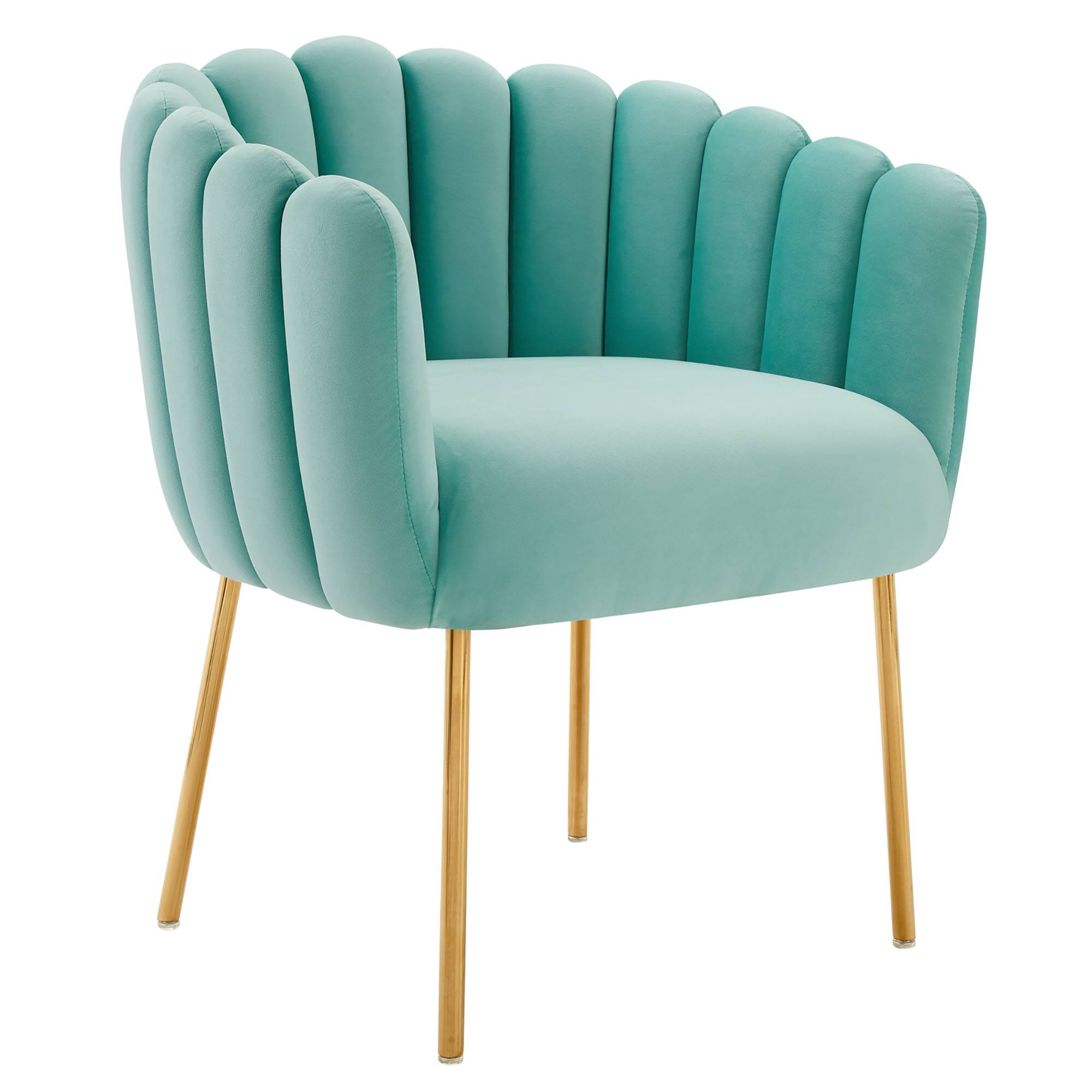 Angle. Modway - Sanna Channel Tufted Performance Velvet Armchair by Modway - Mint.