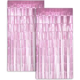 Zink - Foil Curtain Backdrop, Tinsel Streamers for Photo Booth, Parties & Weddings - 2 Pack - Pink