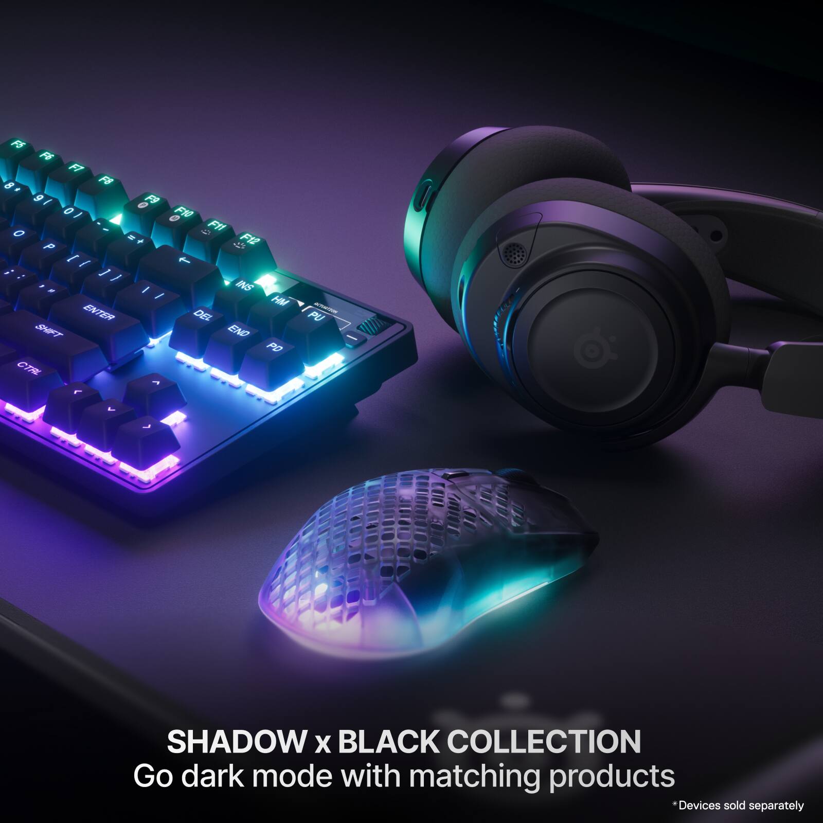 FS F F1 8 F 9 F9 0 F10 01 0 0 1 F1 . + F1 P 1/ + ; : / / .. I INS / HM ENTER DEL SNEFT END PO CTR J e V ASE PU 2 SHADOW X BLACK COLLECTION Go dark mode with matching products *Devices sold separately