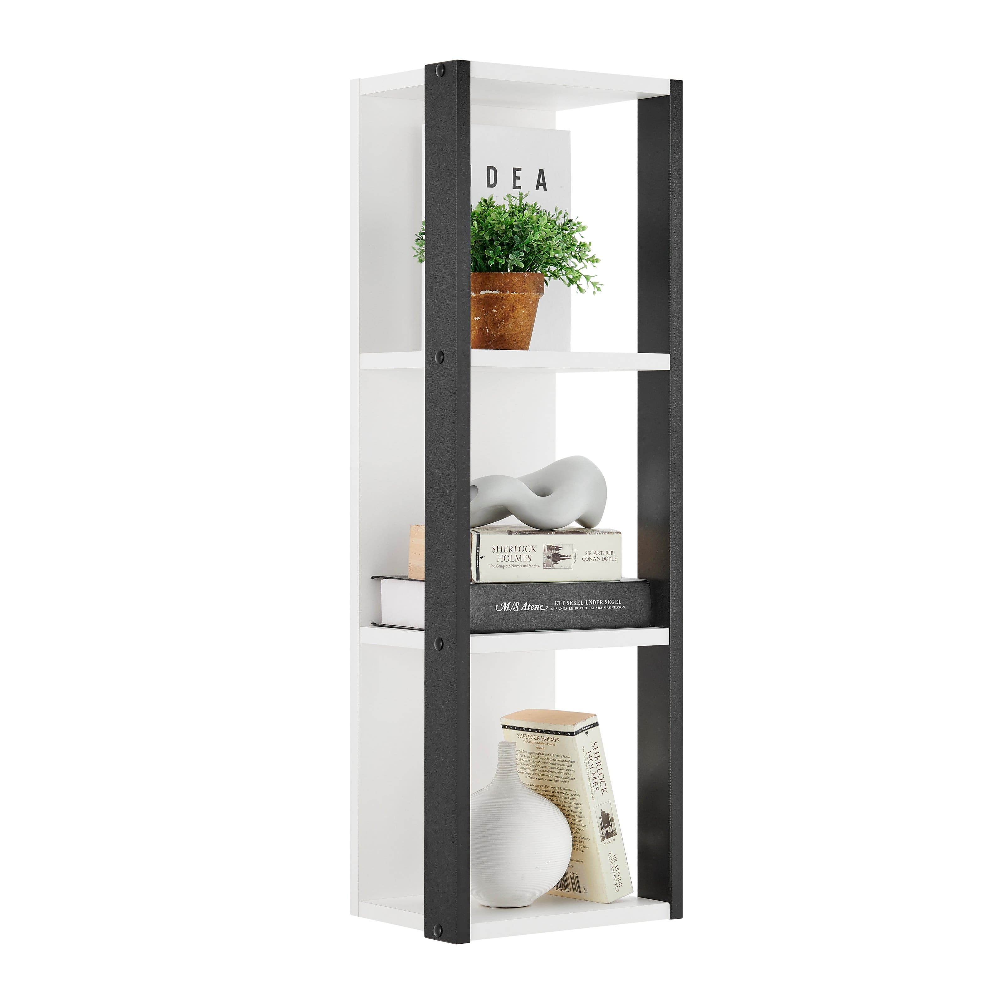 Danya B - Recife Vertical Three-Tier Cube Wall Shelf - White/Black - White, Black