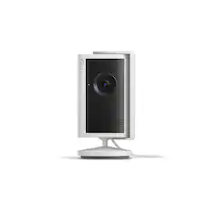 Front. Ring - Ring Indoor Cam Plus, Plug-In, Retinal 2K for enhanced video quality, 6x Zoom, Night Vision for color in near dark - White.