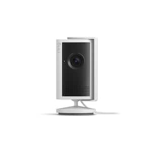 Ring - Indoor Cam Plus, Plug-In, Retinal 2K for enhanced video quality, 6x Zoom, Night Vision for color in near dark - White