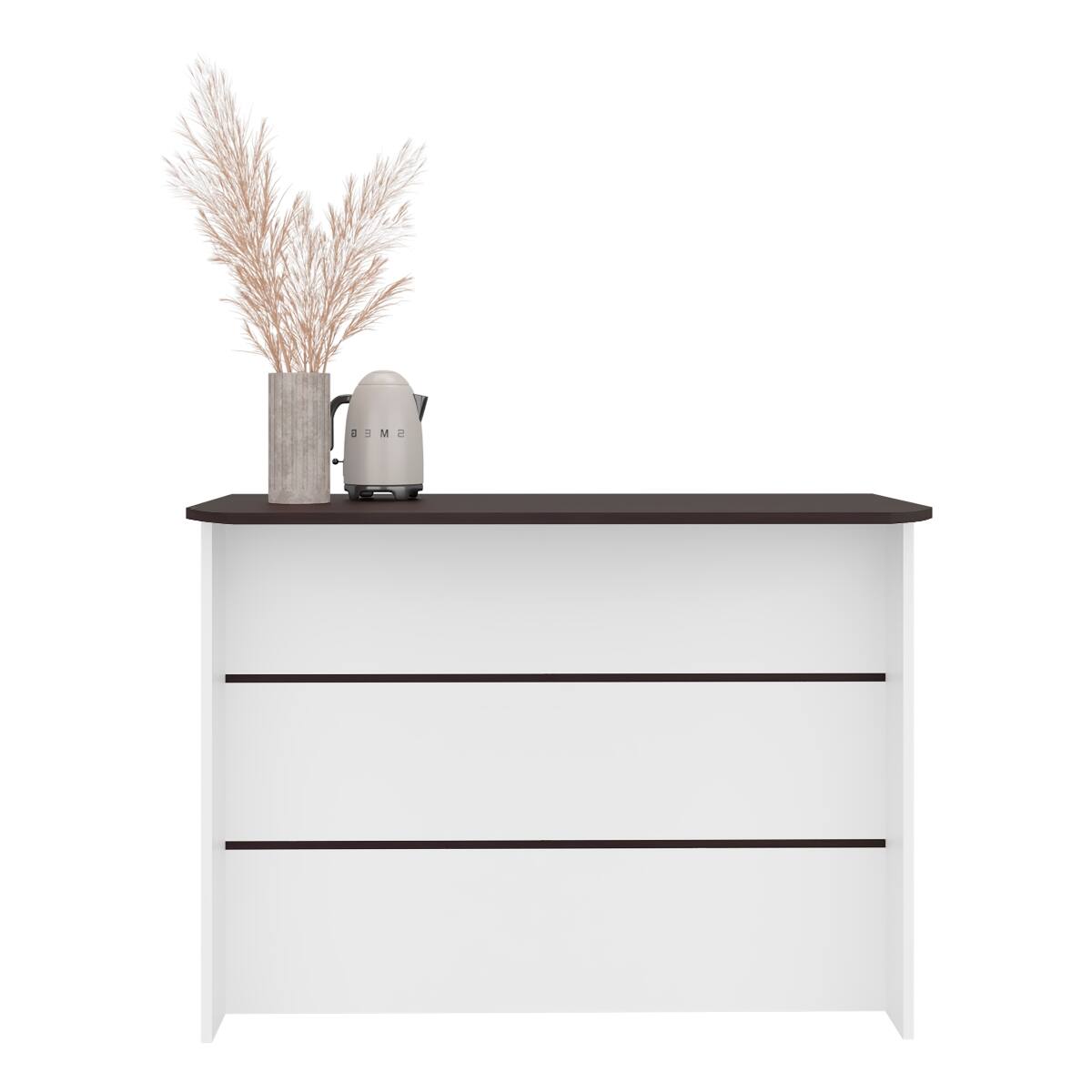 Alt View 1. Loheer - Loheer White Modern Kitchen Island with Storage Cabinet - White.