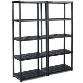Costway - 2 PCS 5-Tier 16.5lbs Ventilated Shelving Rack Free Standing Multi-Use Shelf Unit - Black