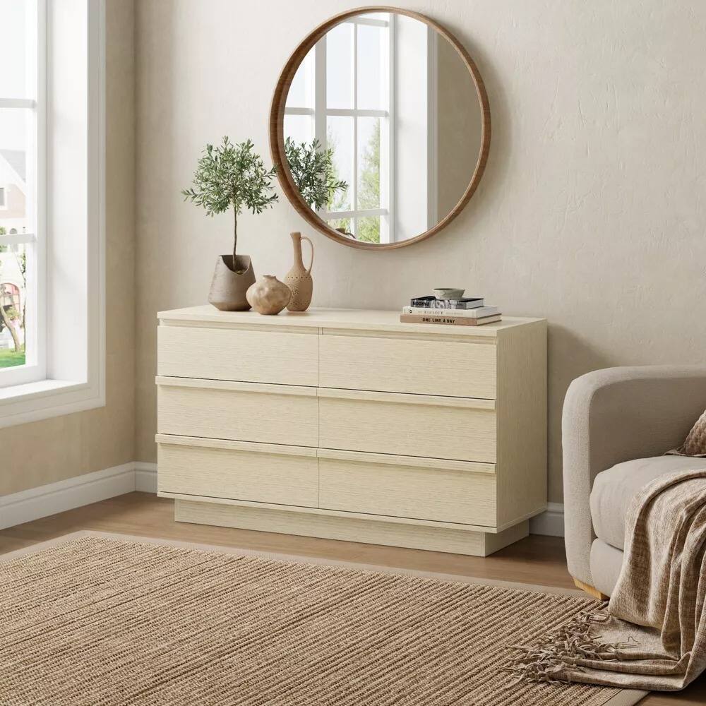 Alt View 3. Furnulem - 6 Drawer Dresser for Bedroom Storage Organizer Cabinet with Deep Drawers for Living Room Hallway - Beige.