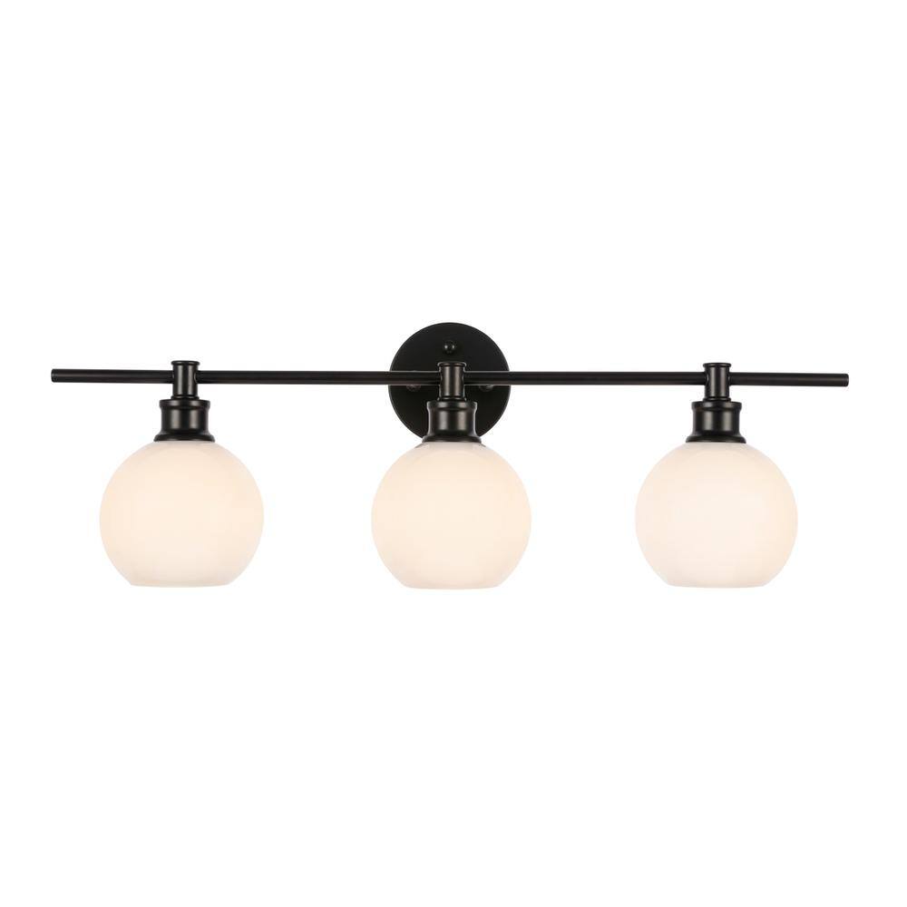 Alt View 2. Living District - Collier 3 light Black and Frosted white glass Wall sconce - Black And Frosted White Glass.