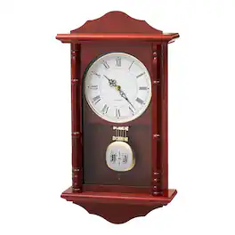 VEVOR - Grandfather Clock, 18 in Classic Vintage Pendulum Clock, Pine Wood & MDF Wall Clocks with Quartz Movement - Cherry Wood Tone