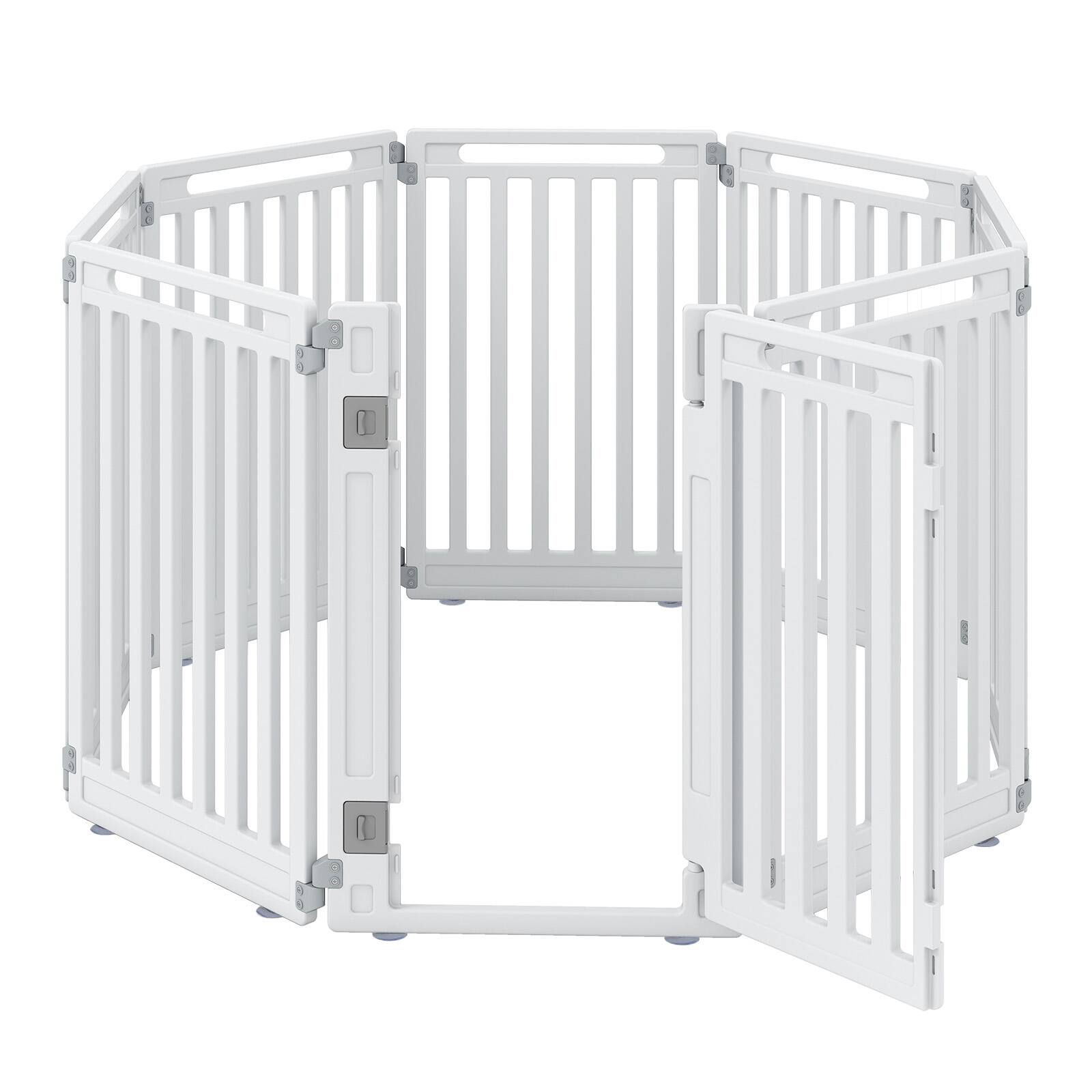 Alt View 8. Gymax - Gymax Indoor Outdoor Dog Playpen w/Door Lock 31.5'' Height 8 Panels for RV Camping White - White.
