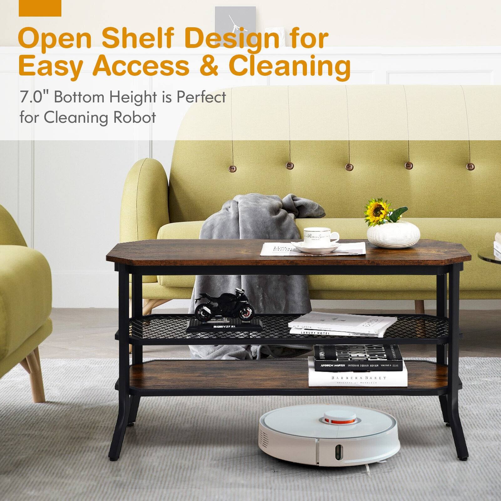 Open Shelf Design for Easy Access & Cleaning 7.0" Bottom Height is Perfect for Cleaning Robot