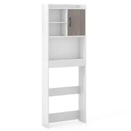 Front. SlickBlue - Bathroom 4-Tier Storage Cabinet with Open Shelves, Compact Space-Saving Design - White, rustic grey.