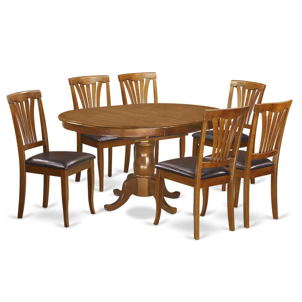 East West Furniture 7 Pc set Portland Kitchen Table with Leaf and 6 ...