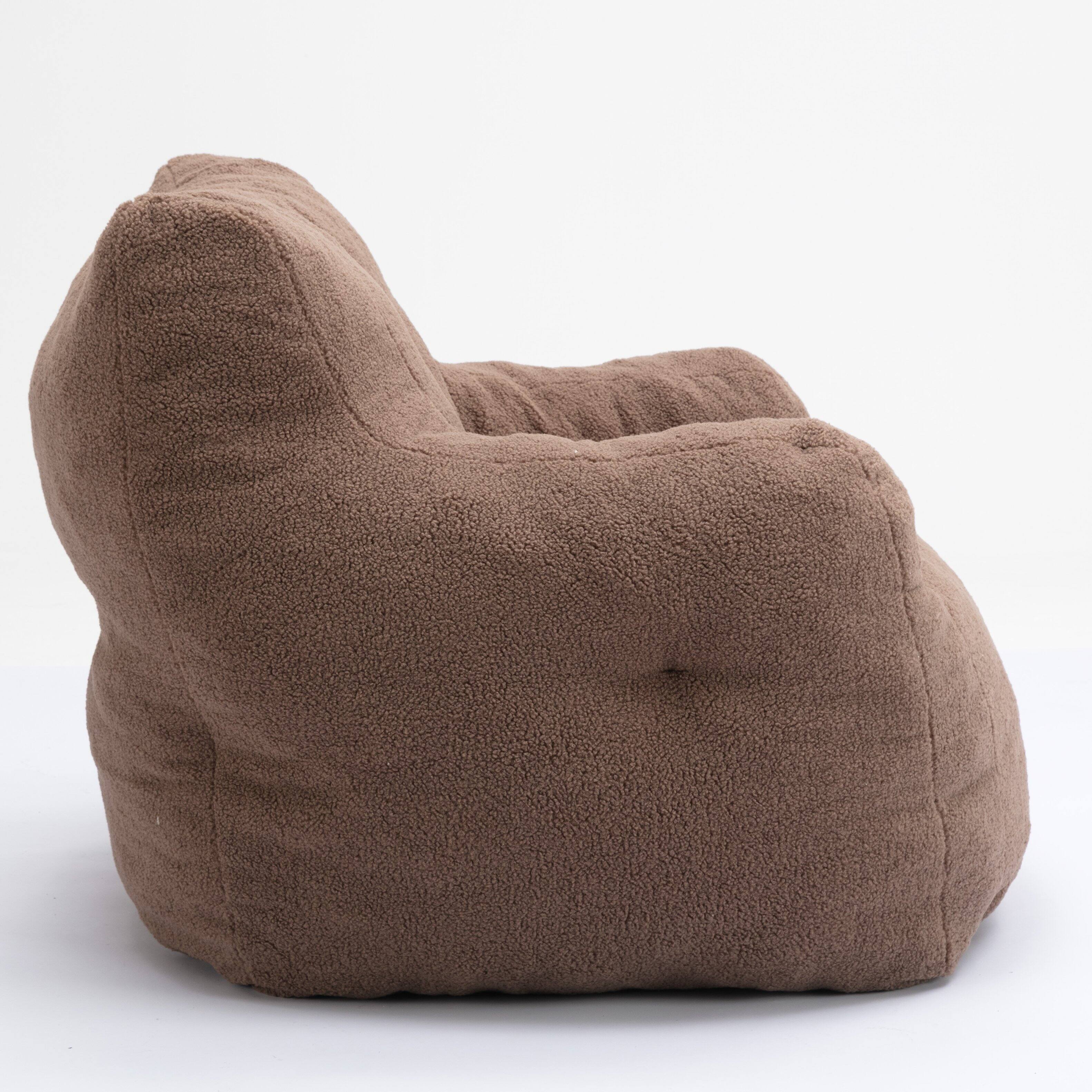 Alt View 8. GOODSILO - Luxury Plush Bean Bag Chair with Ergonomic Support - Soft Teddy Fabric and Memory Foam Filling for Ultimate Comfort - Coffee.