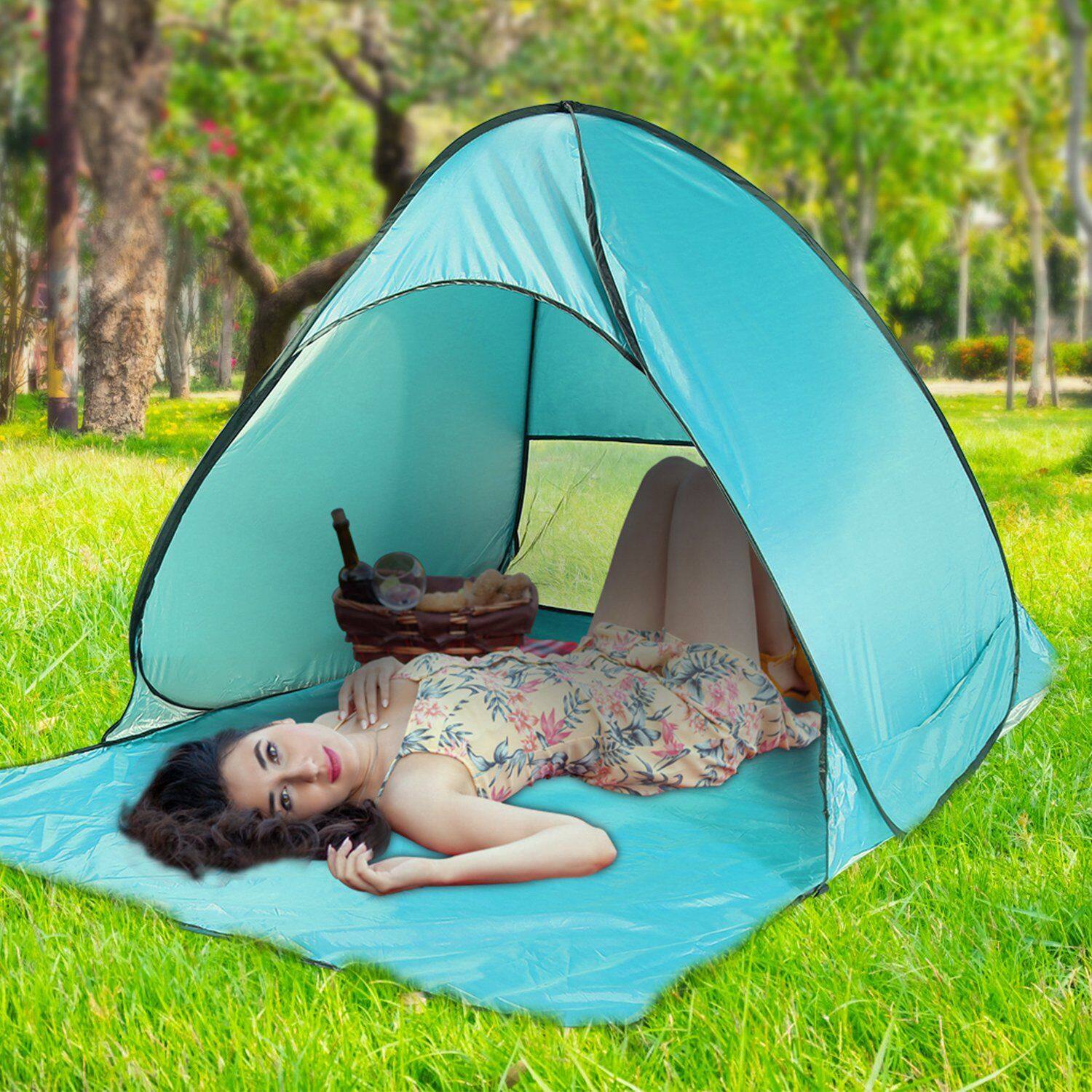 Left. Loheer - Loheer Pop Up Beach Tent UV Protection Sun Shade Shelter Water Resistant Portable Canopy Green - Green.