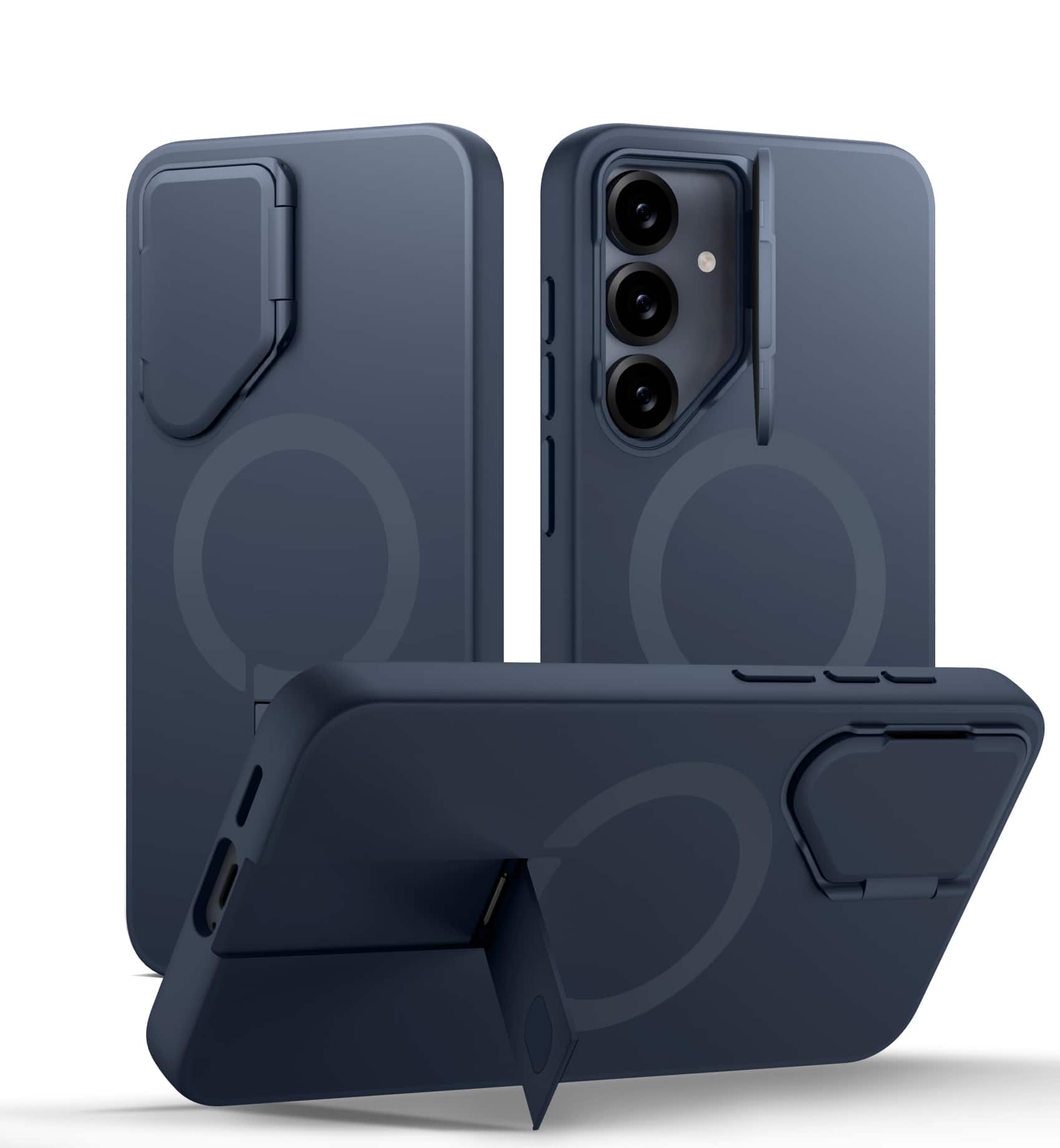 SURITCH - Phone Case for Samsung Galaxy S25 FE, Magnetic Shockproof Protective Cover with Camera Cover & Adjustable Kickstand - Deep Blue price history on PriceWatchPro