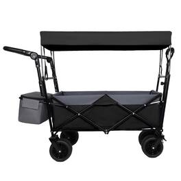 Loheer - 480 lb Collapsible Wagon with Canopy, Foldable Utility Cart with Seven Inch All Terrain Wheels