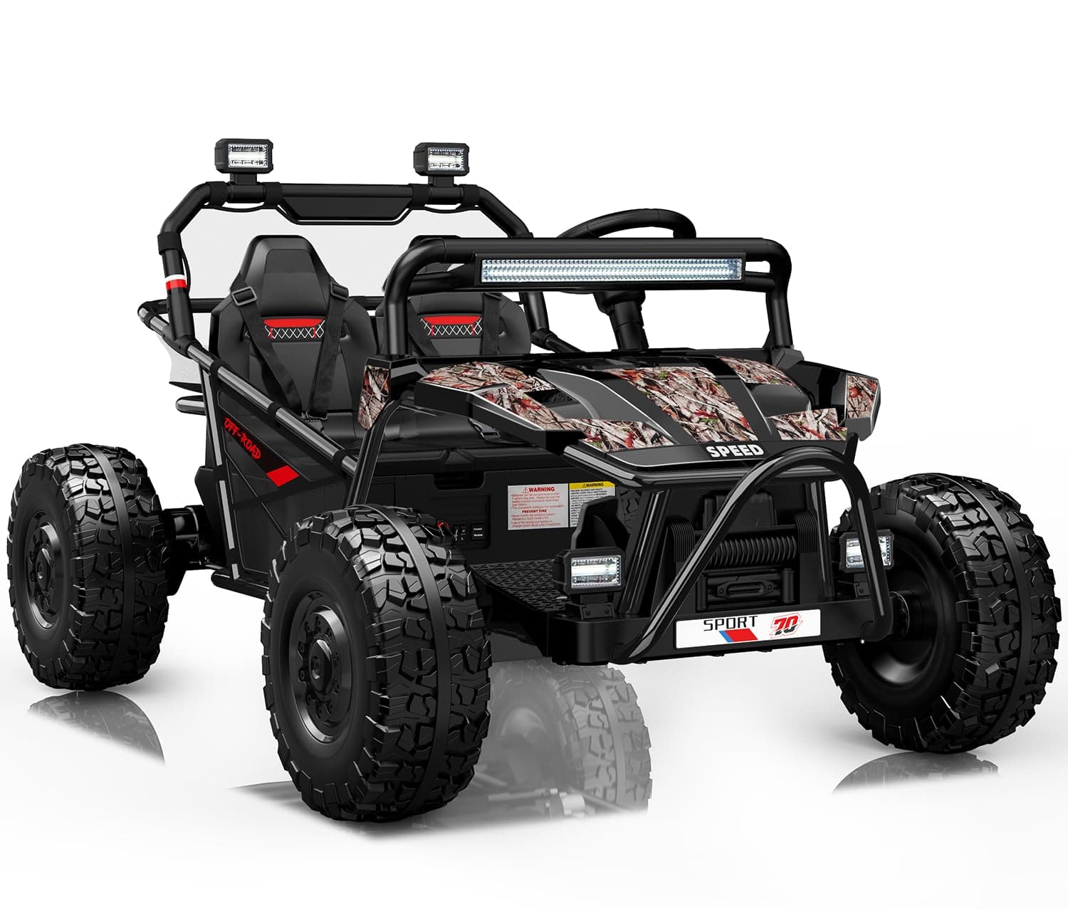 "FIRST RIDE ON - 36V Kids Ride On UTV, 2-Seater 400W Electric Car for Kids 6+, 5-8 MPH Speed, 14"" EVA Wheels, Metal Frame Bluetooth Music - Black Camo" price history on PriceWatchPro