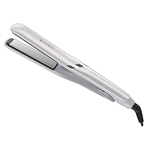 Front. Vulpecula Spade - PROLUXE HydraCare 1” Flat Iron / Hair Straightener with 1” Floating Plates, 450°F High Heat, Pearl White/Gray.