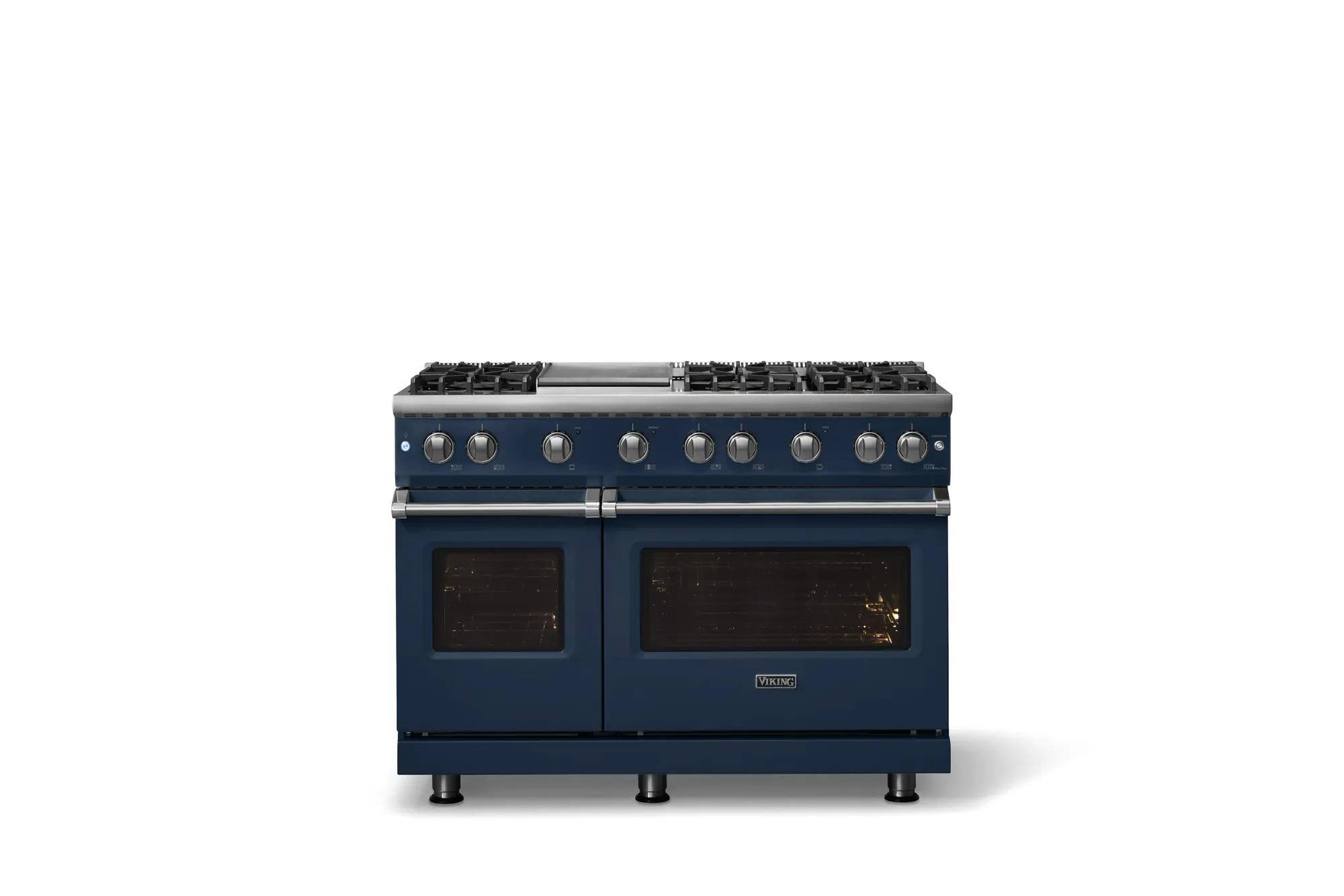 Alt View 1. Viking - Pro 5 Series 6.1 Cu. Ft. Freestanding Sealed 6 Burner Liquid Propane Gas Convection Range w. Griddle - Slate Blue - Slate Blue.