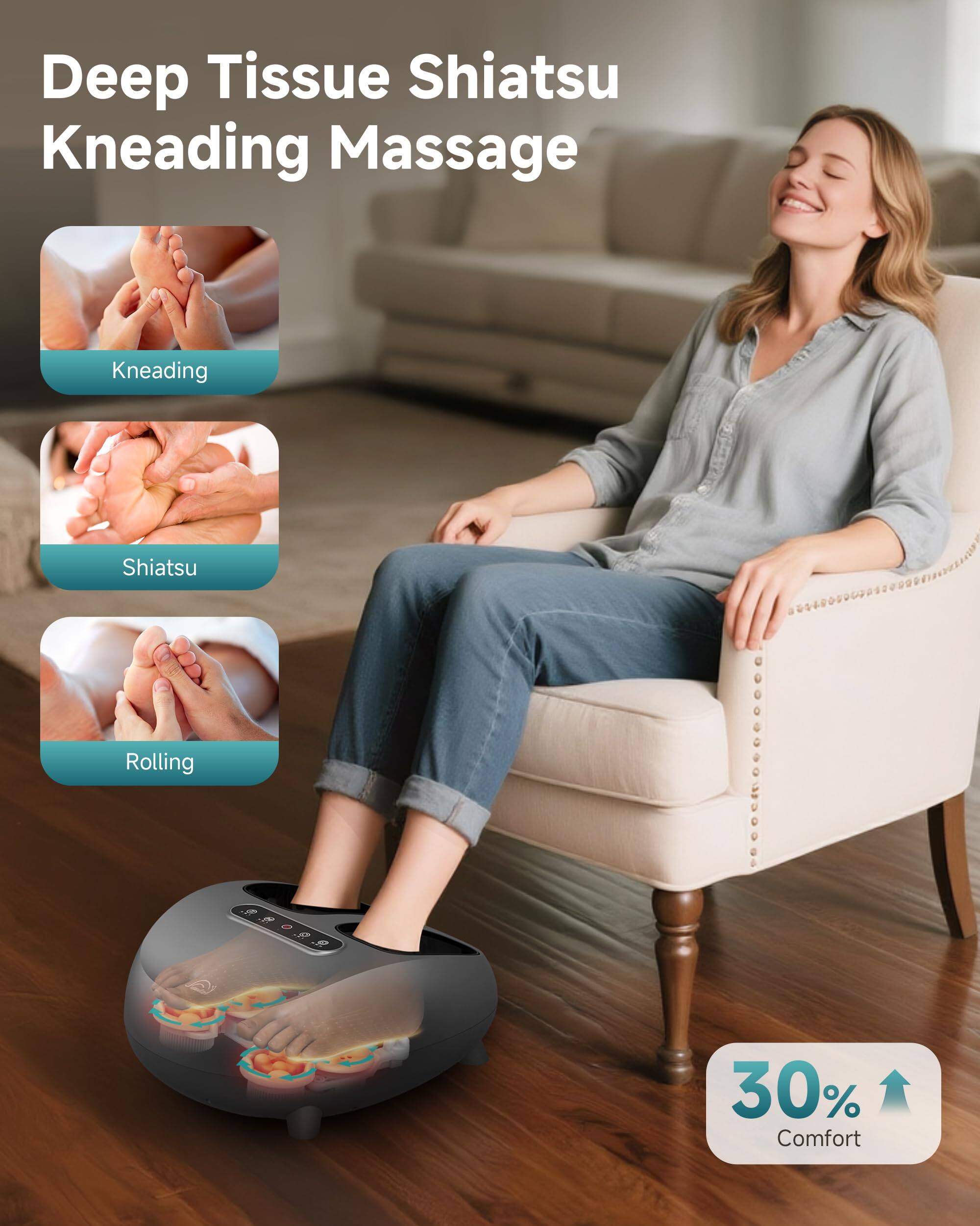 Deep Tissue Shiatsu Kneading Massage

- Kneading
- Shiatsu
- Rolling

30% Comfort