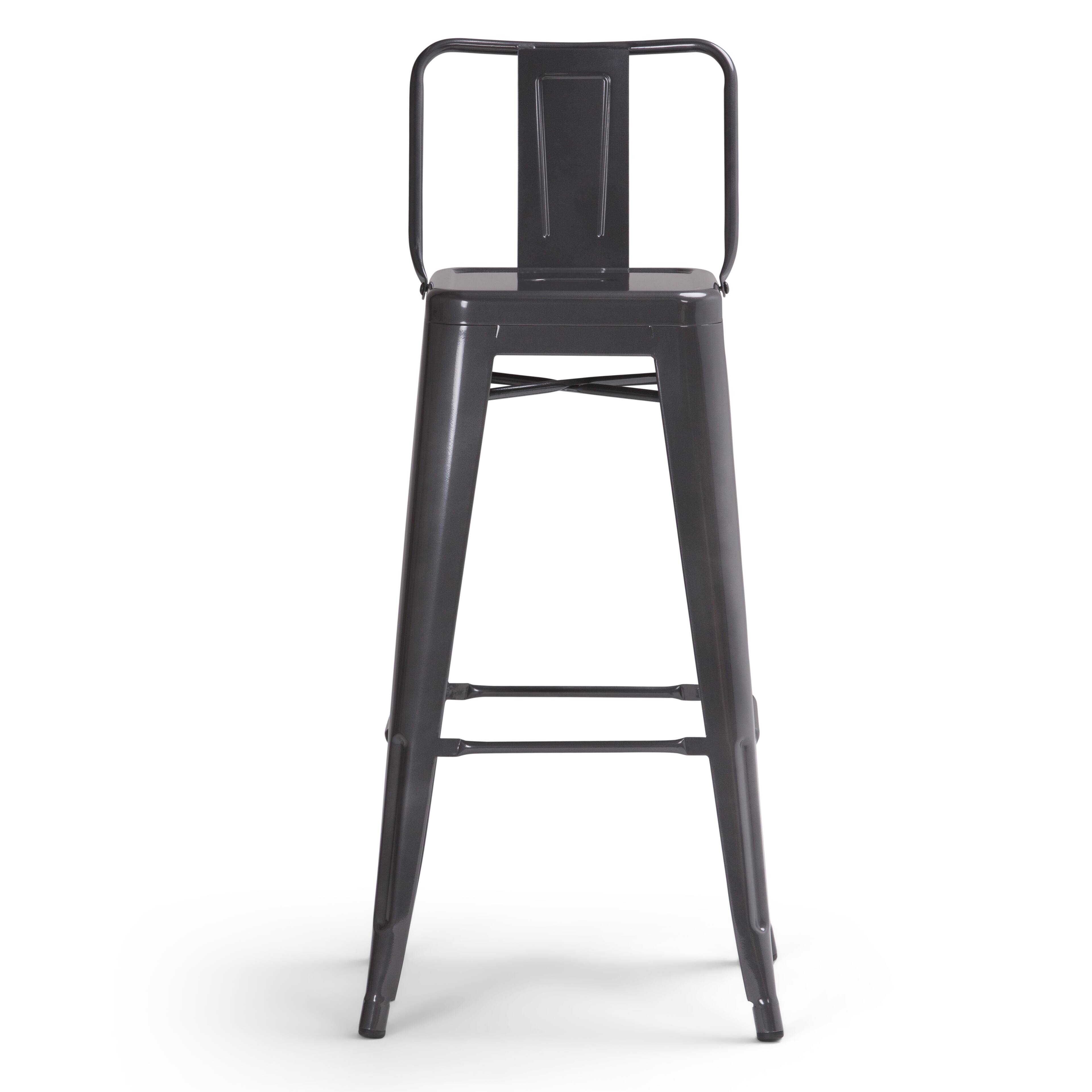 Left. Simpli Home - Rayne 30 inch Metal Bar Stool (Set of 2) - Grey.