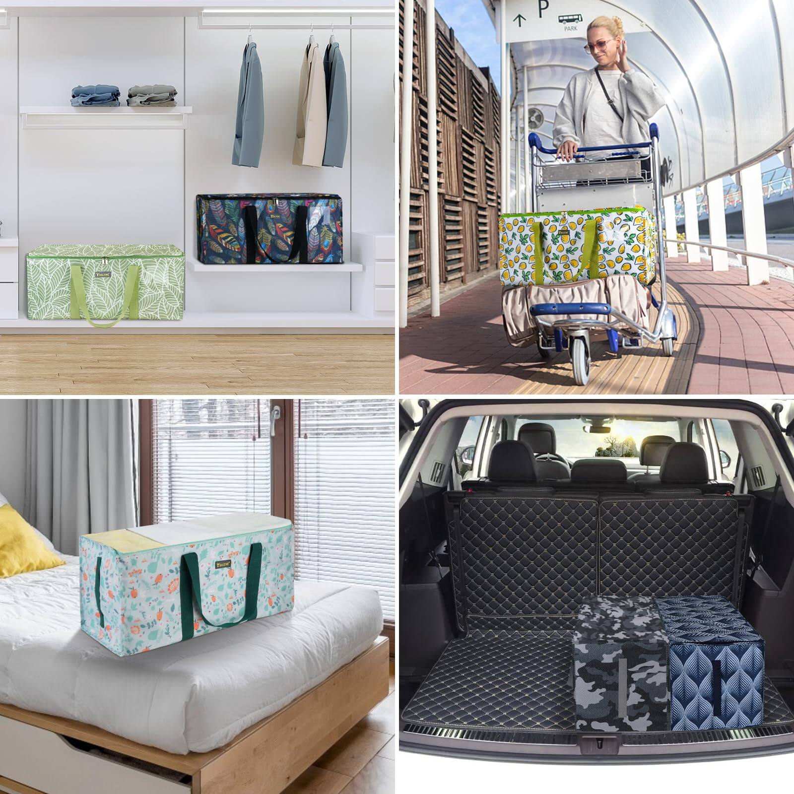 Alt View 3. HOMLUX - Extra Large Storage Tote with Zippers & Carrying Handles, Antique Foliage.