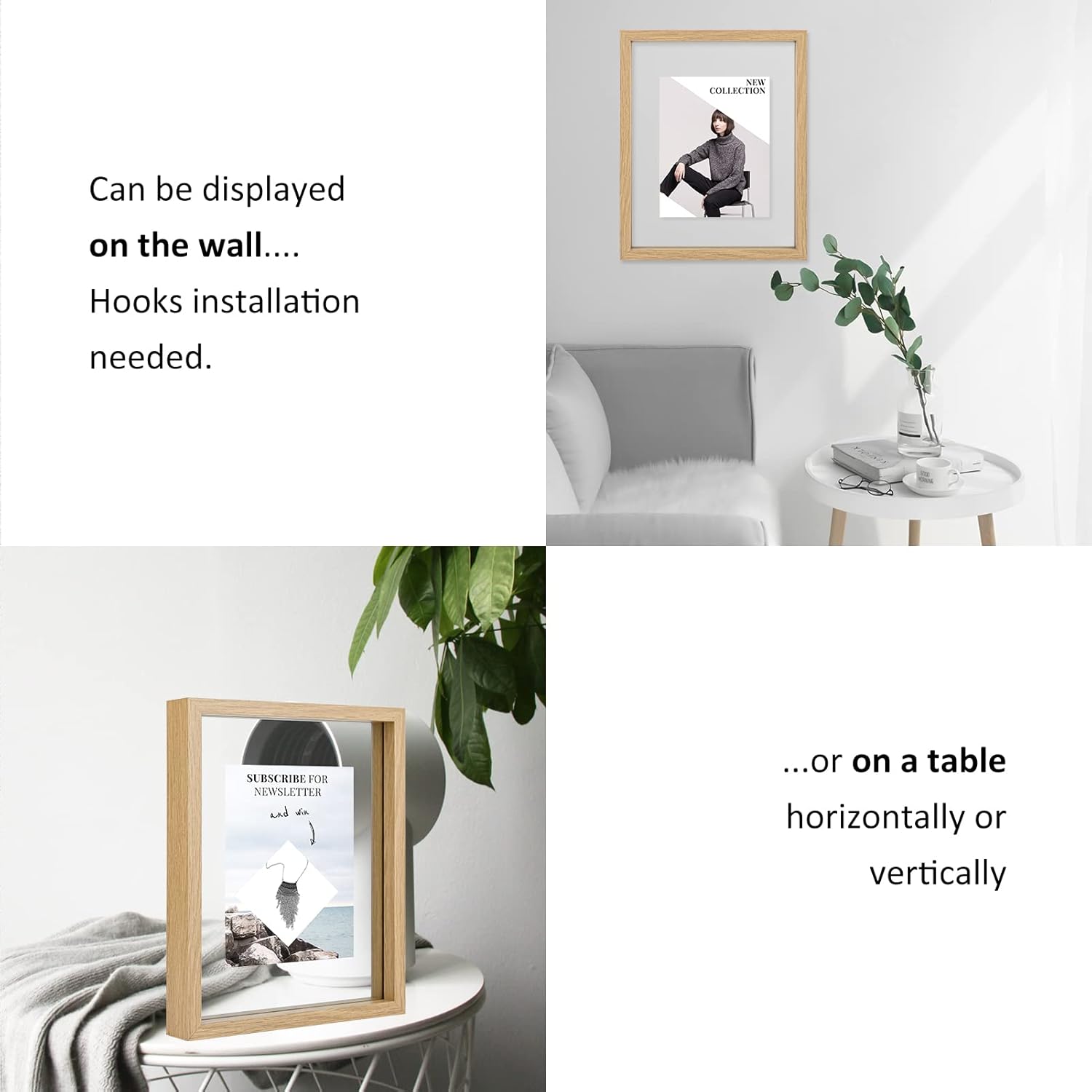 Can be displayed on the wall....  
Hooks installation needed.  

...or on a table horizontally or vertically  

SUBSCRIBE FOR NEWSLETTER