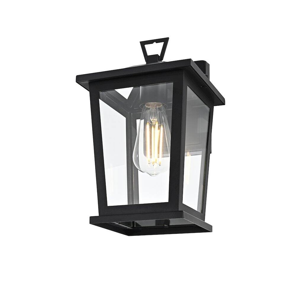 Left. Elegant Lighting - Cayman 7 inch Outdoor Pendant in Black - Black.