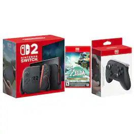 Switch 2 Console with Zelda Tears of the Kingdom and Pro Controller Bundle