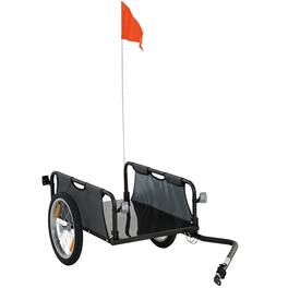 Soozier - Cargo Trailer, Bicycle Trailer Wagon Cart with Quick Release 16" Pneumatic Wheels, Aluminum Rims - Gray