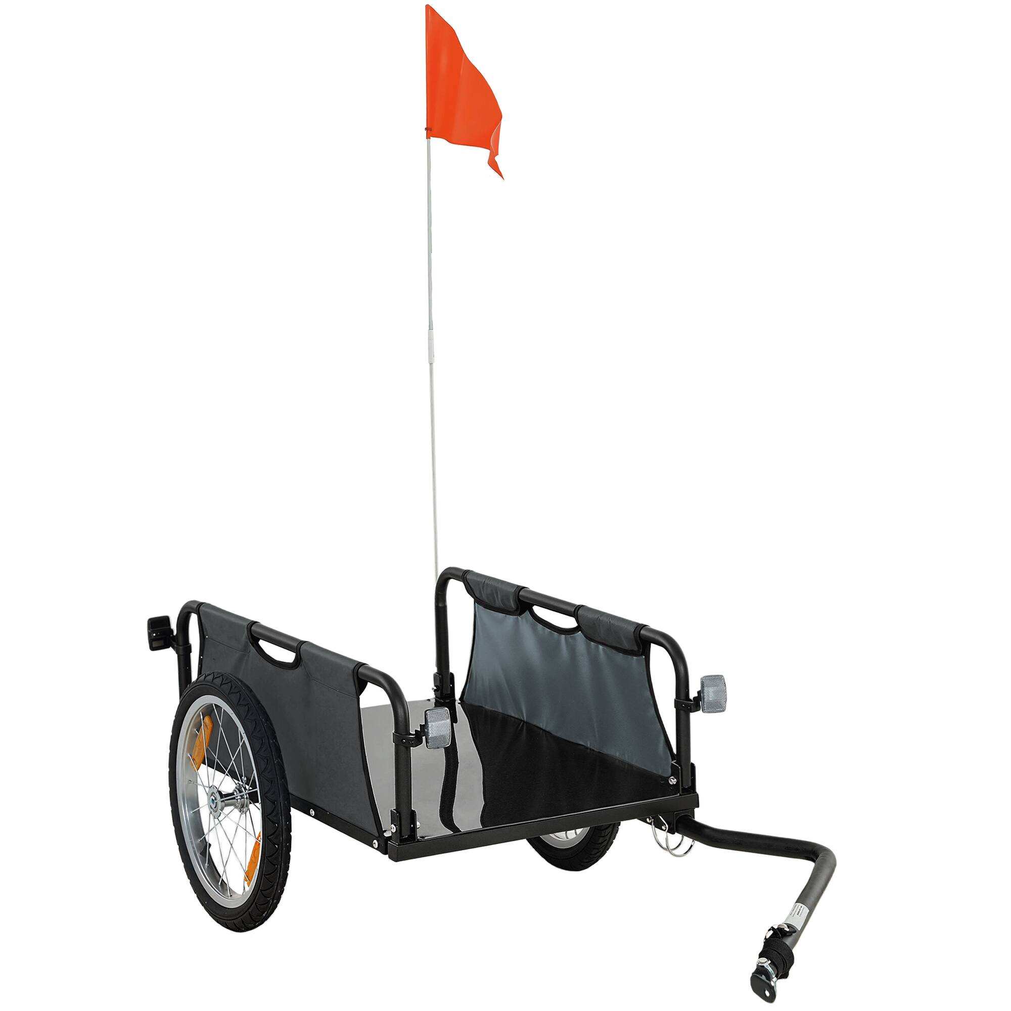 Front. Soozier - Cargo Trailer, Bicycle Trailer Wagon Cart with Quick Release 16" Pneumatic Wheels, Aluminum Rims - Gray.