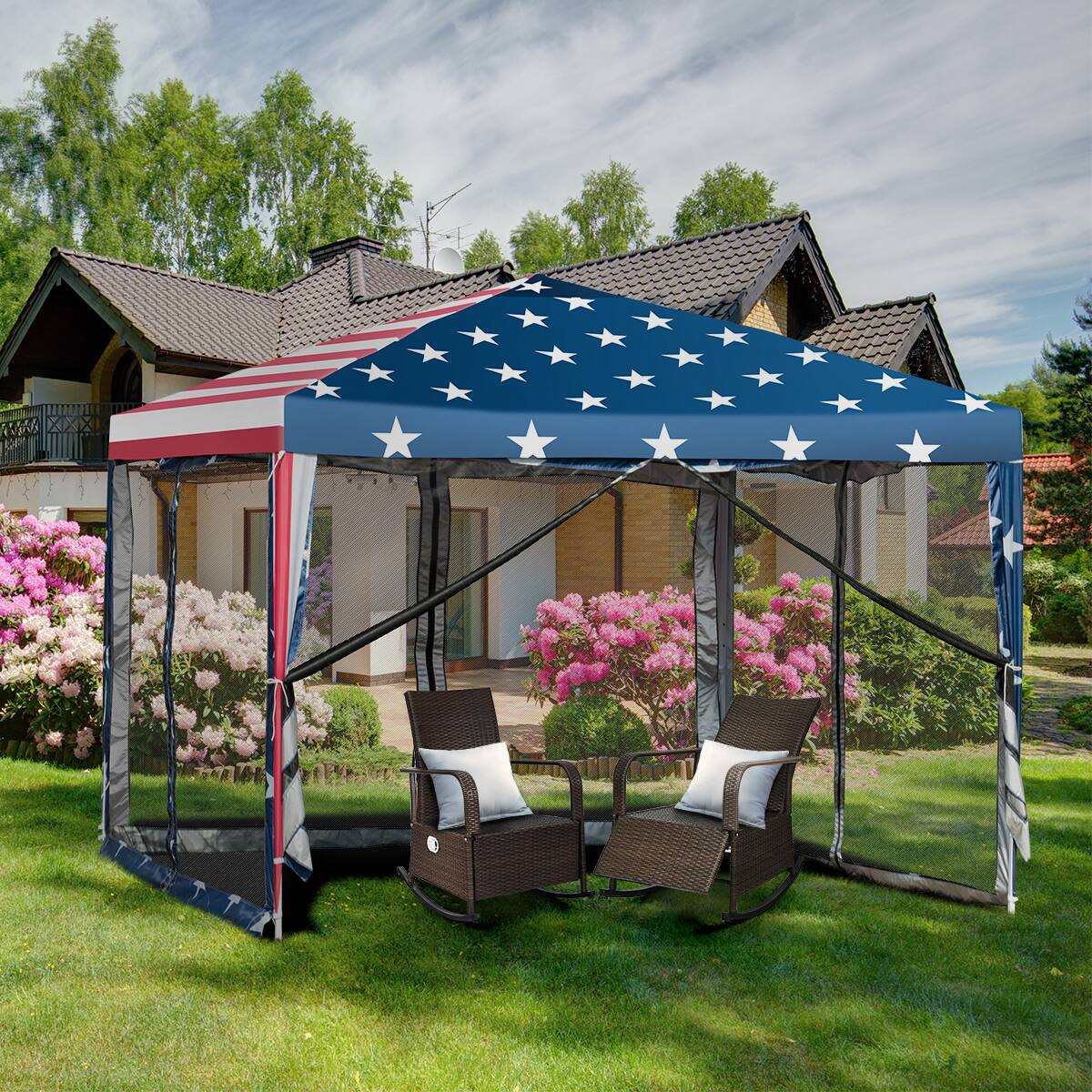 Alt View 1. Costway - Costway 10'x10' Folding Pop Up Tent Gazebo Canopy Mesh Sidewall - As pictures show.