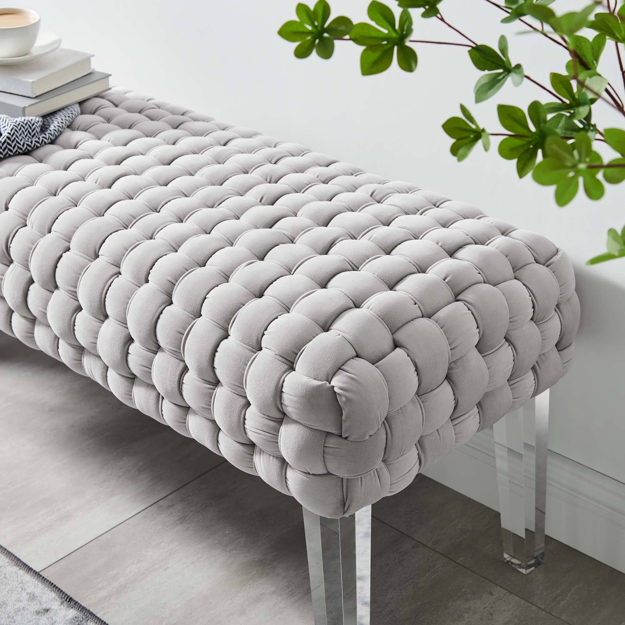 Back. Modway - Prologue Woven Performance Velvet Ottoman by Modway - EEI-5037-LGR.