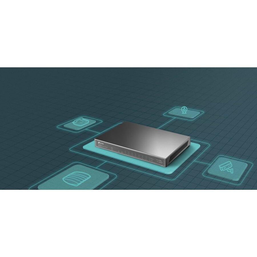 Alt View 3. TP-Link - TP-Link TL-SG1210P - 8-Port Gigabit PoE Switch - 8 PoE+ Ports @63W, w/ 1 Uplink Gigabit Port + 1 SFP Slot - Unknown.