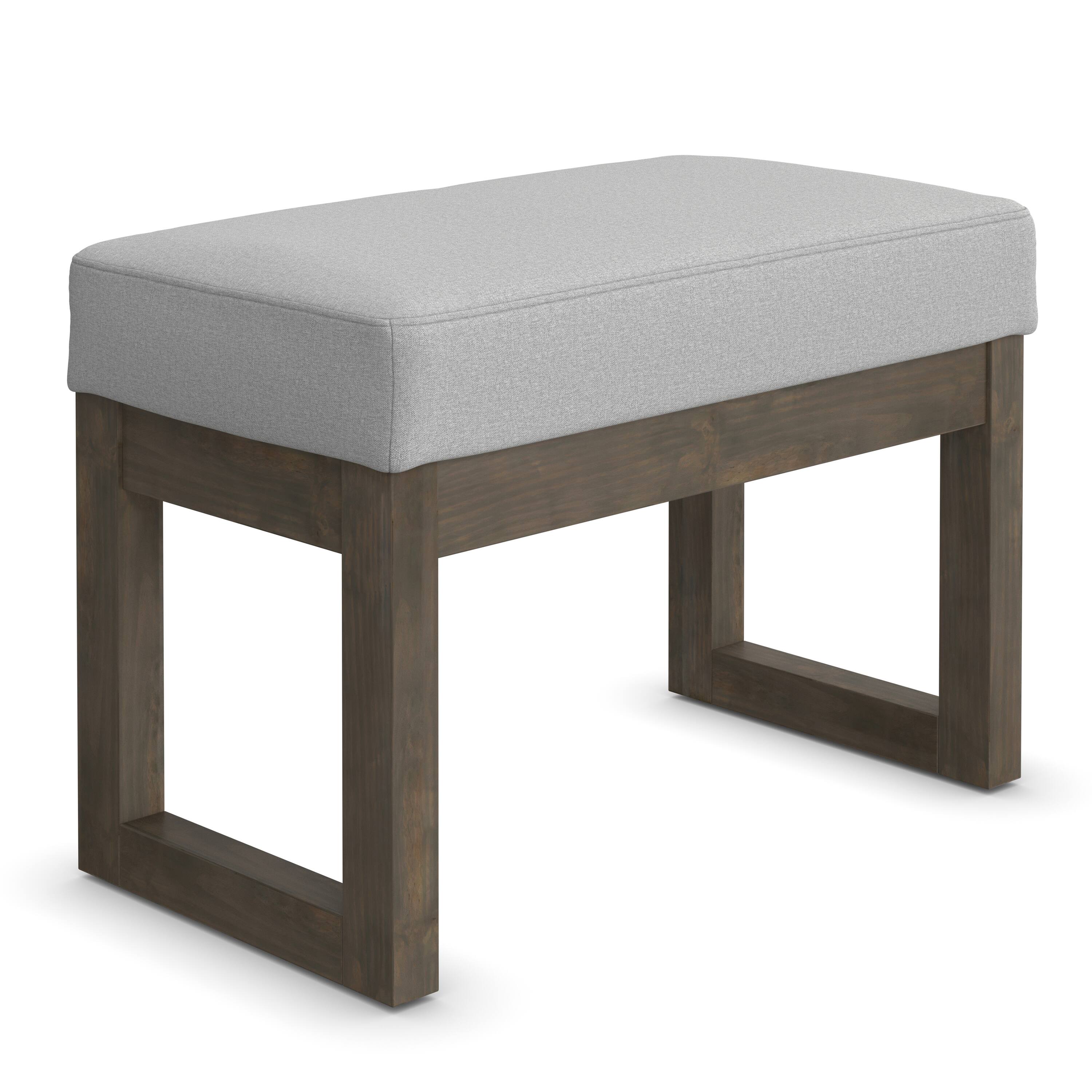 Angle. Simpli Home - Milltown Footstool Small Ottoman Bench - Light Stone Grey.