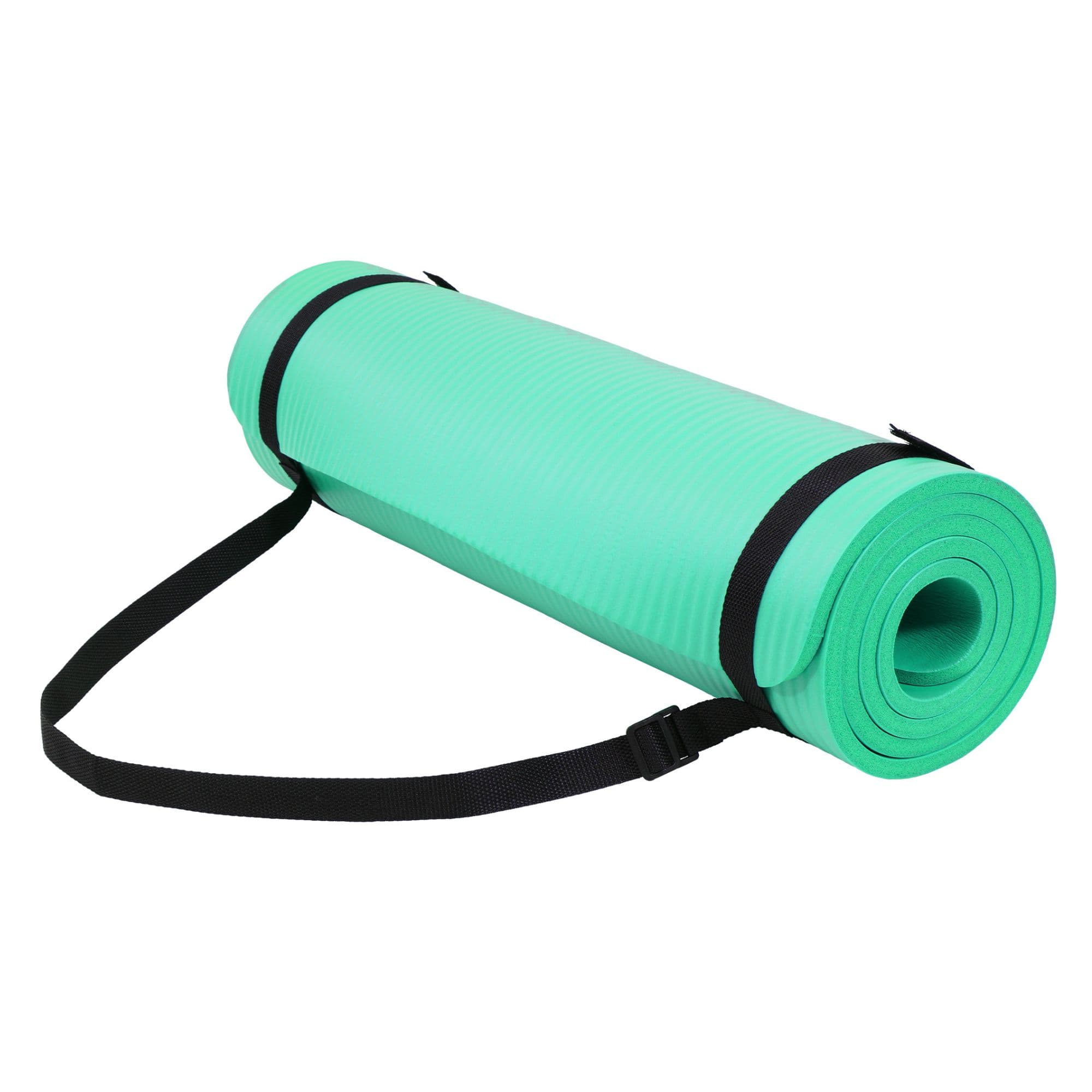 Fitvids - 1/2-Inch Thick High Density Exercise Yoga Mat with Carrying Strap - Aqua