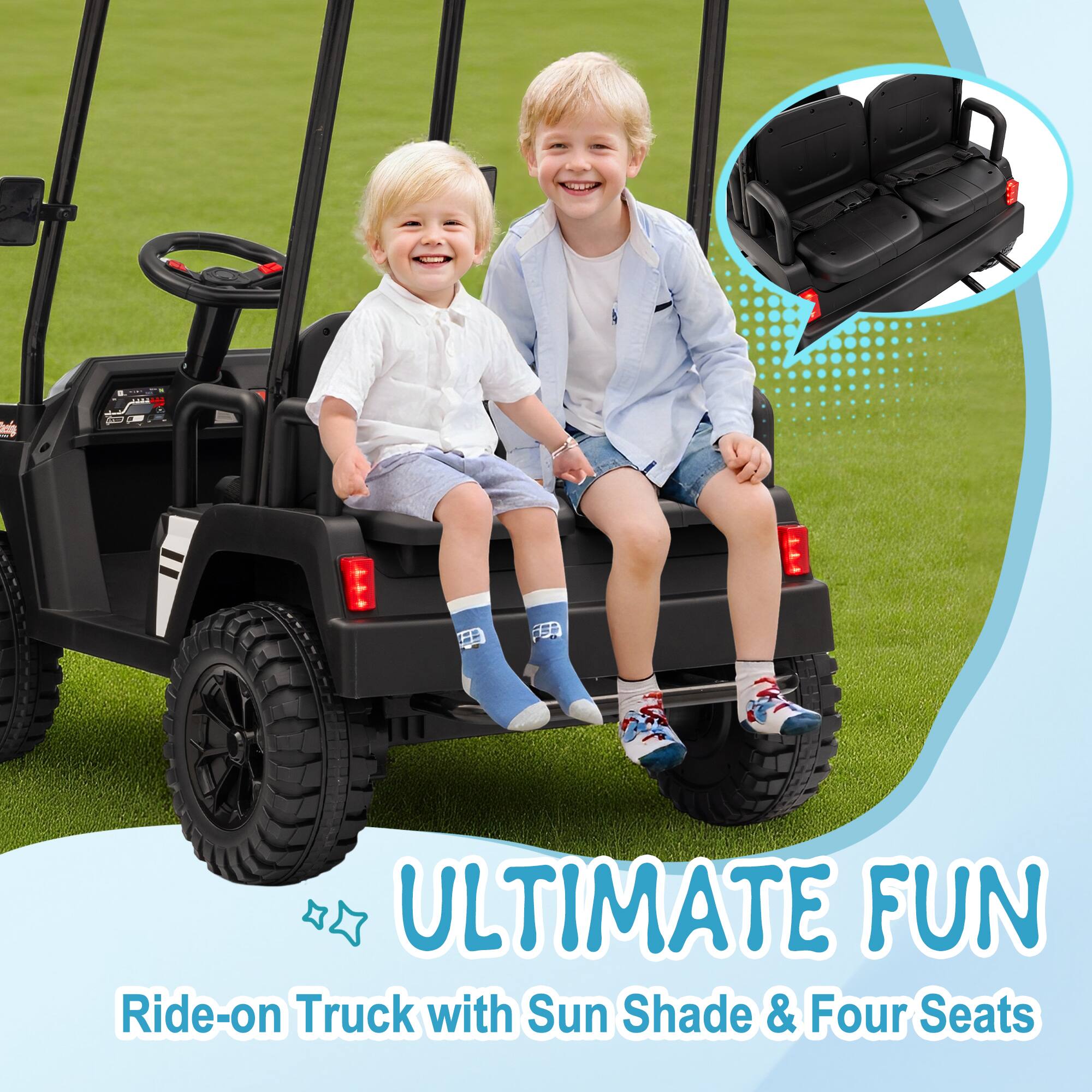 ULTIMATE FUN  
Ride-on Truck with Sun Shade & Four Seats