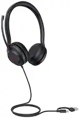 Front. Yealink - Yealink 1308163 UH35 Dual Teams USB Headset with Micr & Noise Cancelling, USB-C/A - Black.