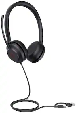 Yealink - 1308163 UH35 Dual Teams USB Headset with Micr & Noise Cancelling, USB-C/A - Black