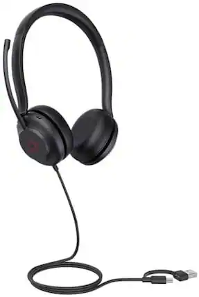Front. Yealink - Yealink 1308163 UH35 Dual Teams USB Headset with Micr & Noise Cancelling, USB-C/A - Black.