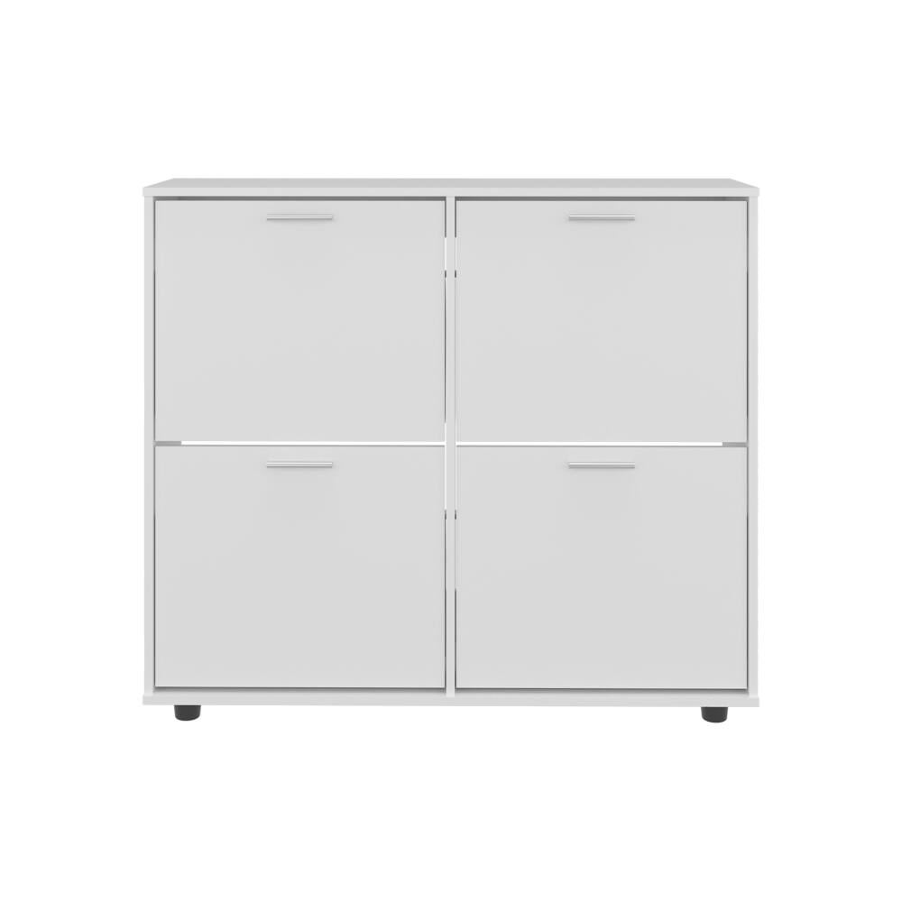Alt View 1. Loheer - Loheer white 4-door shoe cabinet, MDF modern footwear storage, 43.3-inch - White.