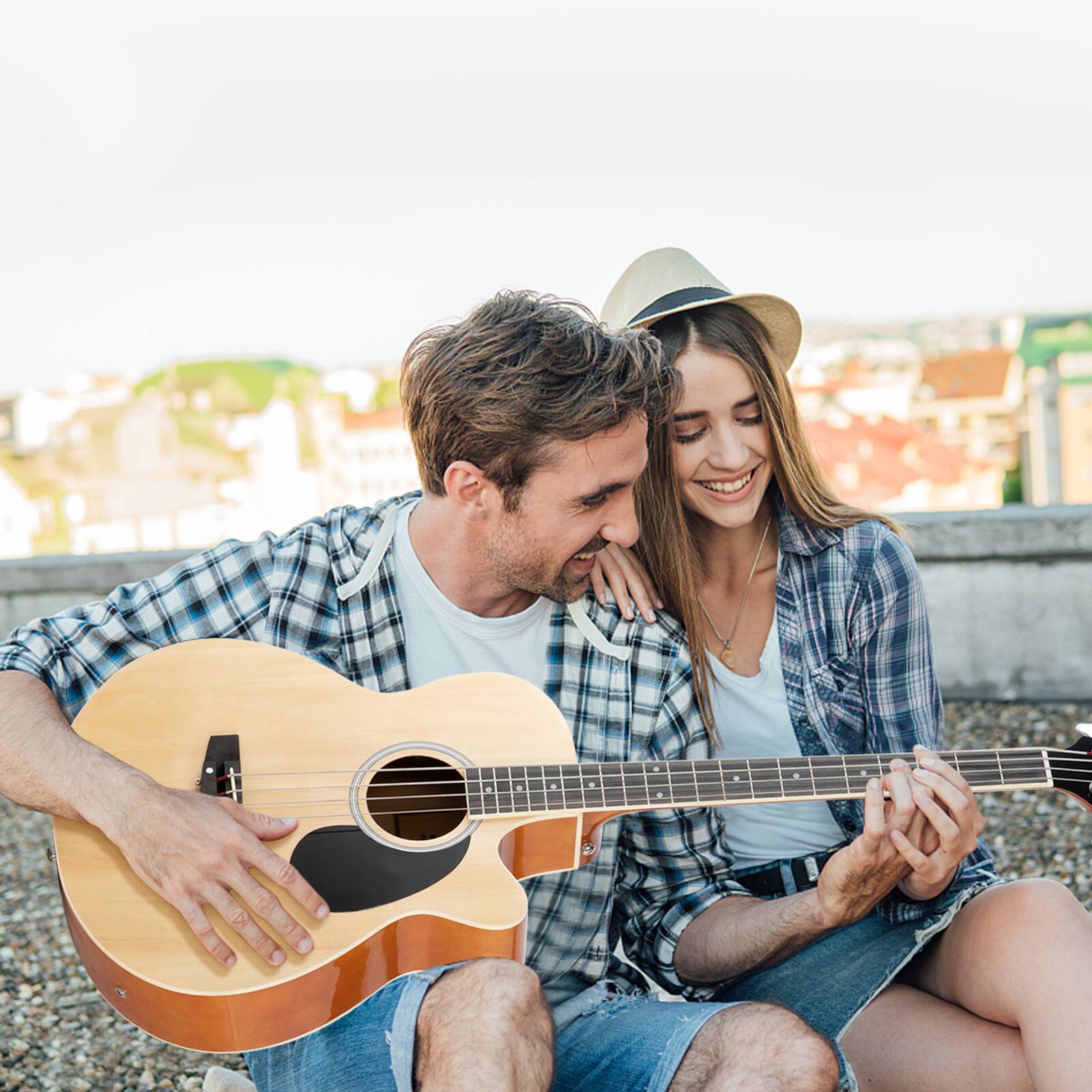 Alt View 7. Winado - Full Size EQ Acoustic Electric Bass Guitar Beginner Kit, Cutaway 4 Strings Electric Acoustic Bass Guitar , Bag.