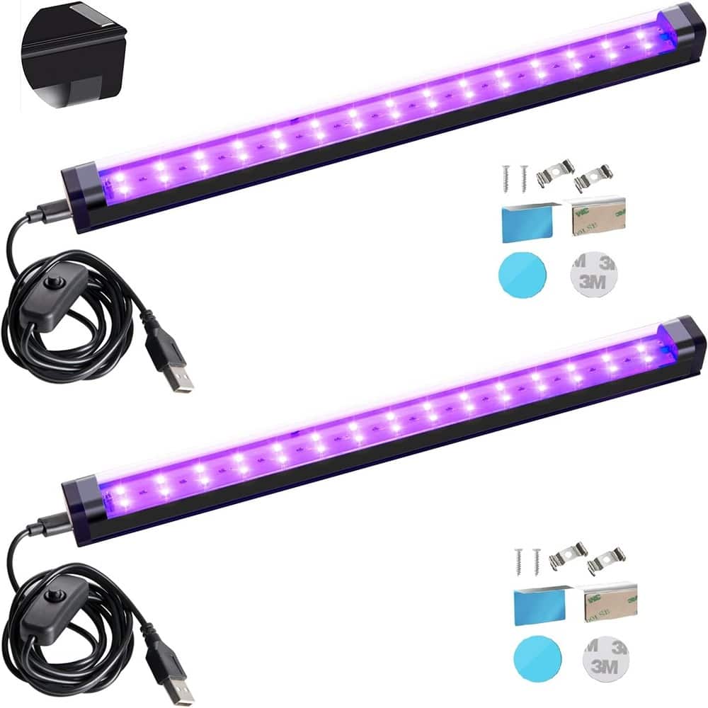 ACJPR - Black Light Bar (2-Pack) – 10W, 1ft LED, UV Glow, Magnetic for Display