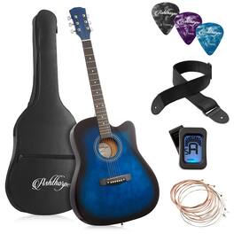 Ashthorpe - 41-in Beginner Cutaway Acoustic Guitar Package with Gig Bag - Blue