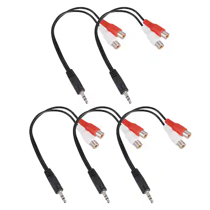 Front. Unique Bargains - 5pcs TRS3.5mm M to RCA F Cable (R+W), 2mm PVC Copper Core Audio AUX Cable for TV/Amp/Speaker/Mobile - Black.