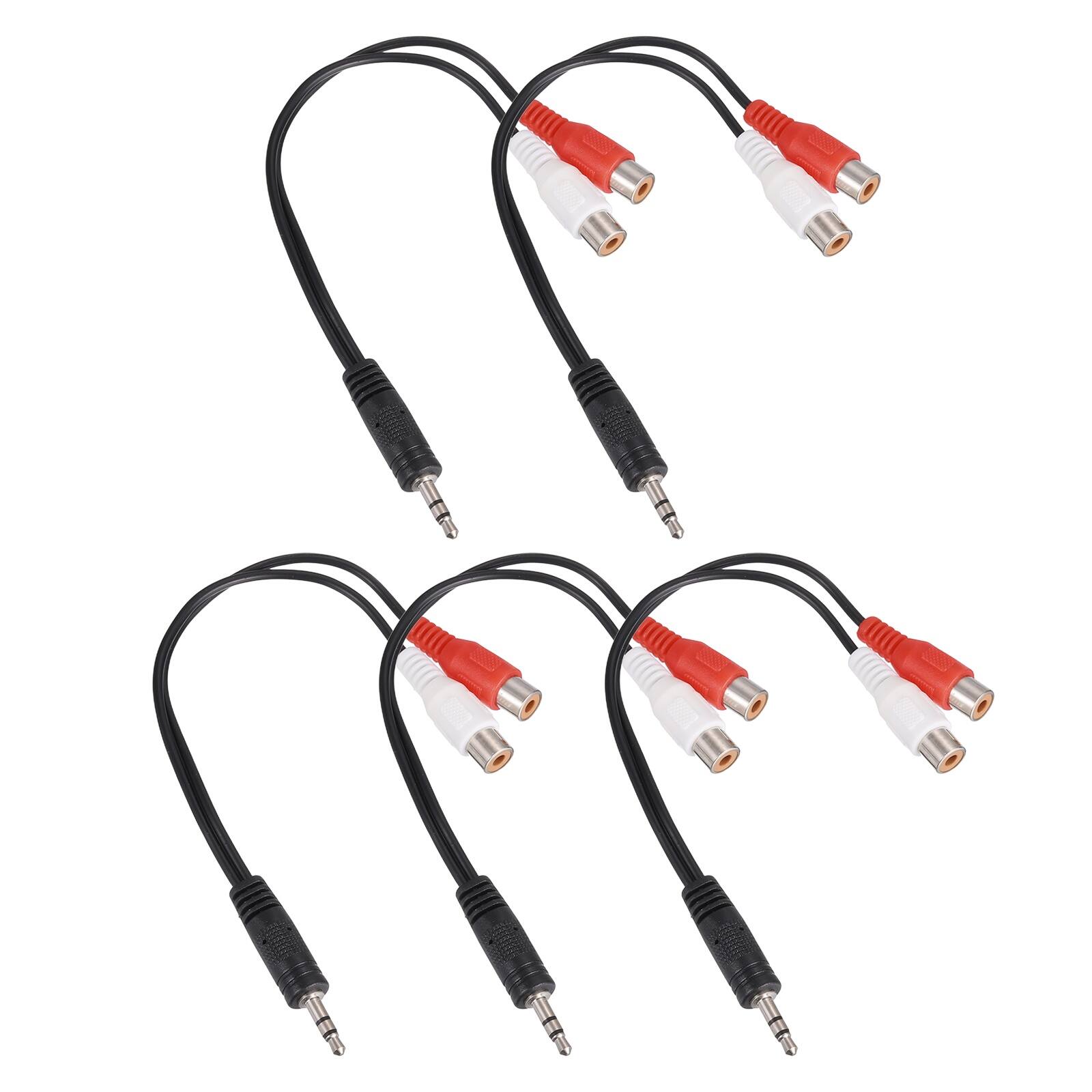 Front. Unique Bargains - 5pcs TRS3.5mm M to RCA F Cable (R+W), 2mm PVC Copper Core Audio AUX Cable for TV/Amp/Speaker/Mobile - Black.